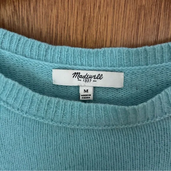 Madewell 100% Merino Wool Light Blue Boatneck Sweater - Picture 4 of 6